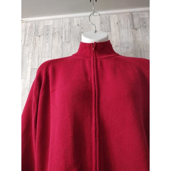 Women's NO TAGS Red Knit very well made Sweater Full Zipper long sleeves Heavy - Picture 3 of 7